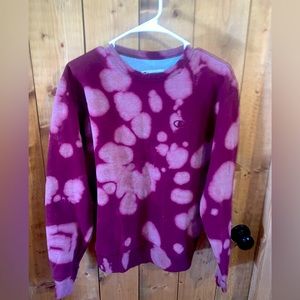 Champion Tie-Dye Burgundy Pullover Sweatshirt